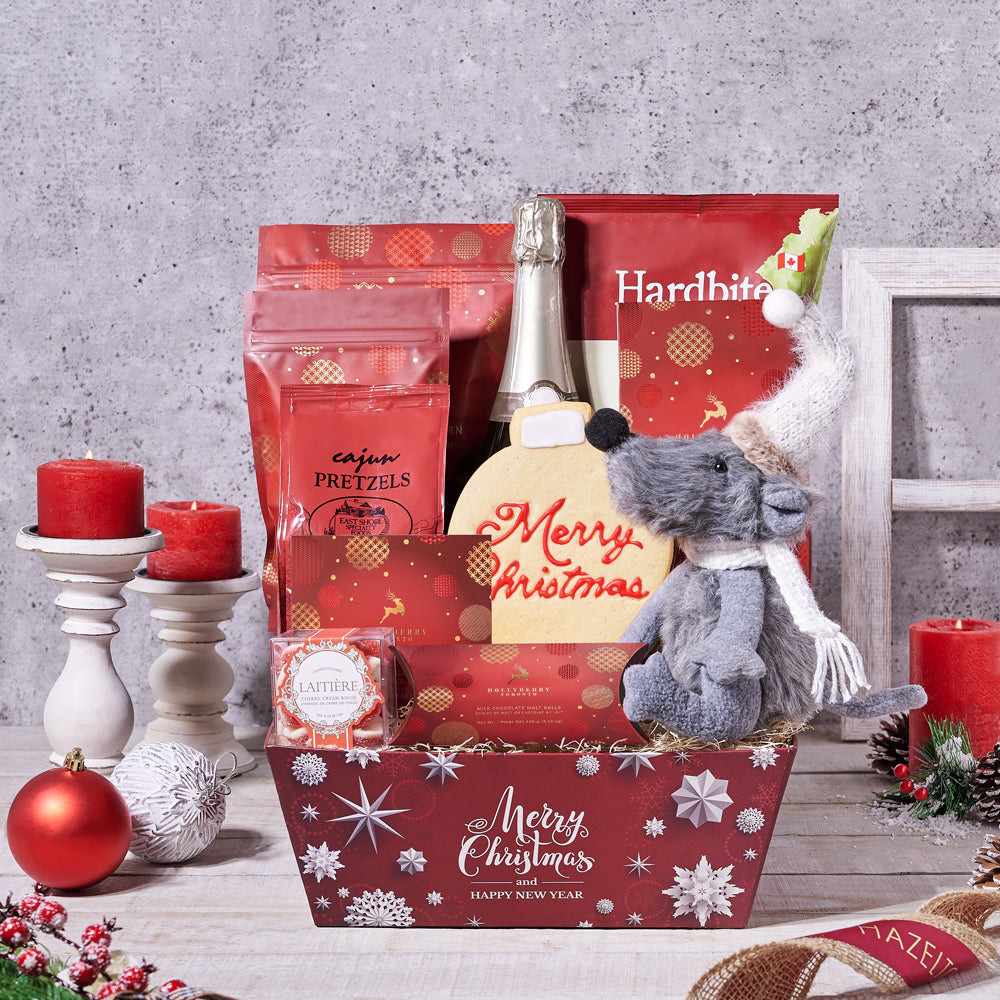 A Traditional Christmas Gift Basket, with Champagne - Gift Baskets Delivery