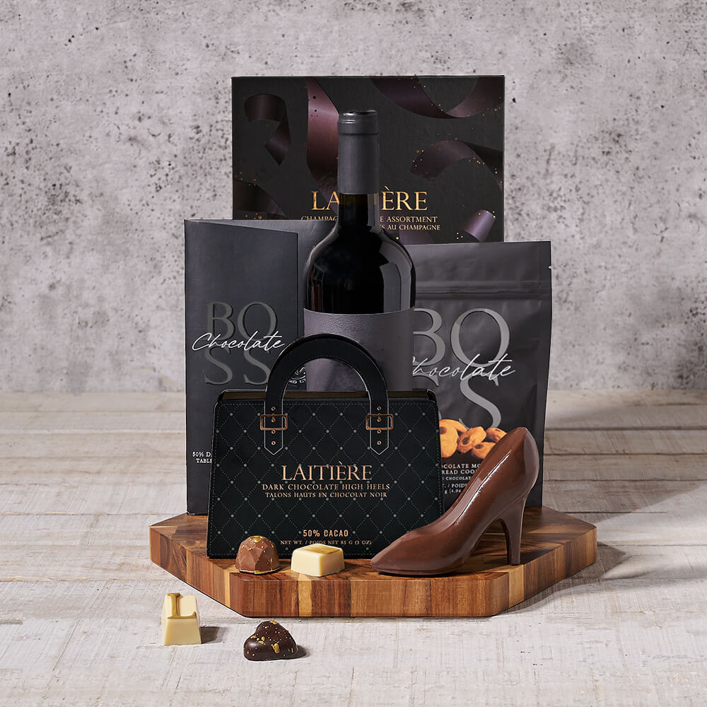 Dark Chocolates with Wine Gift Basket - Gift Baskets Delivery