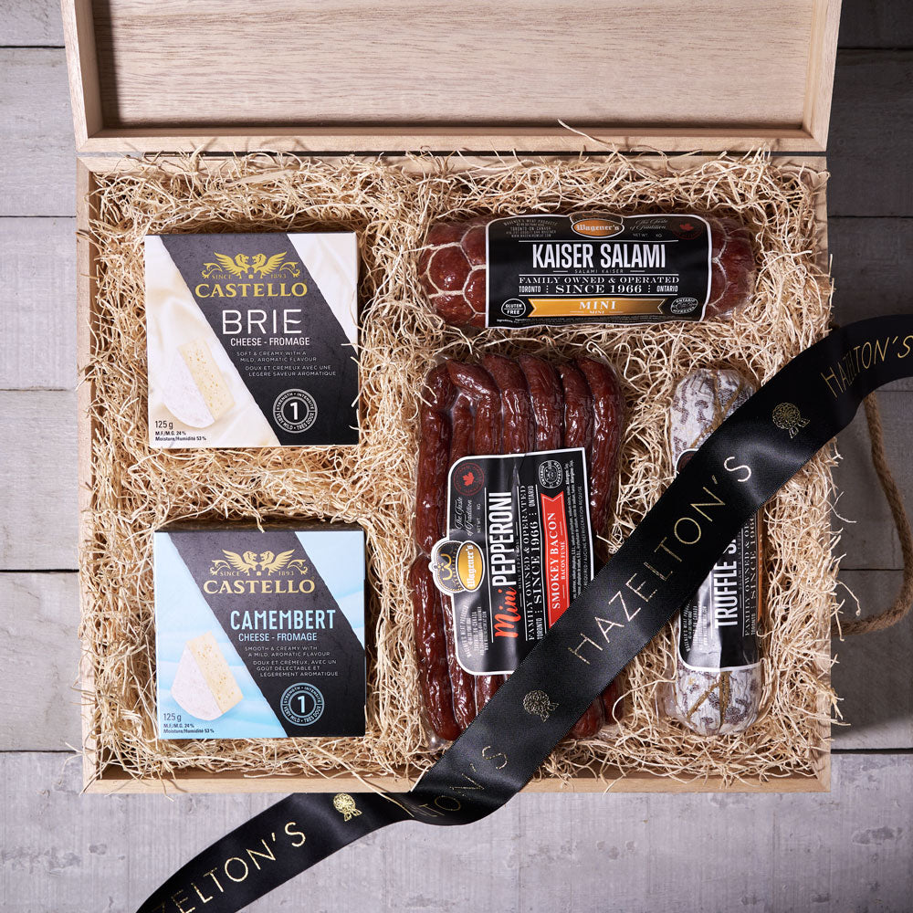 The Rustic Meat and Cheese Gift Crate - Gift Baskets Delivery