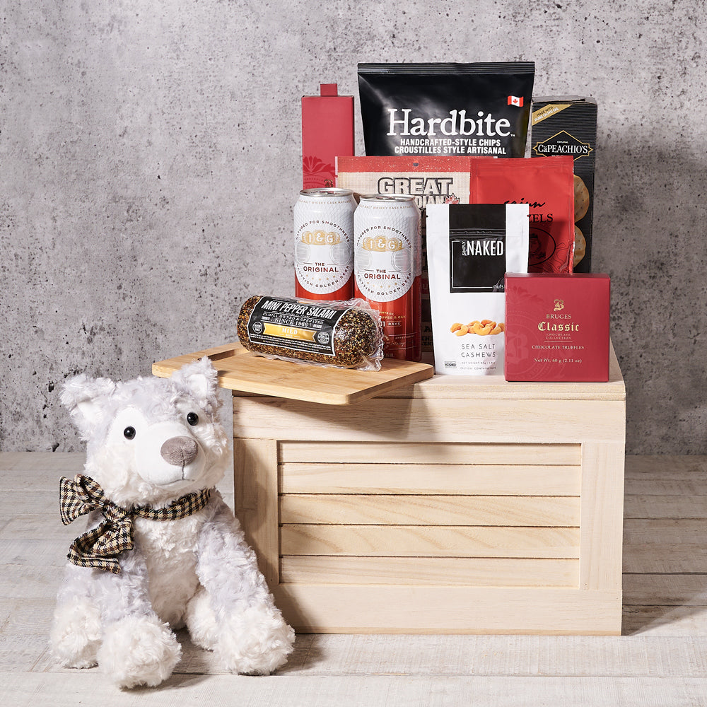 “I Woof You” Beer & Snacks Crate - Gift Baskets Delivery