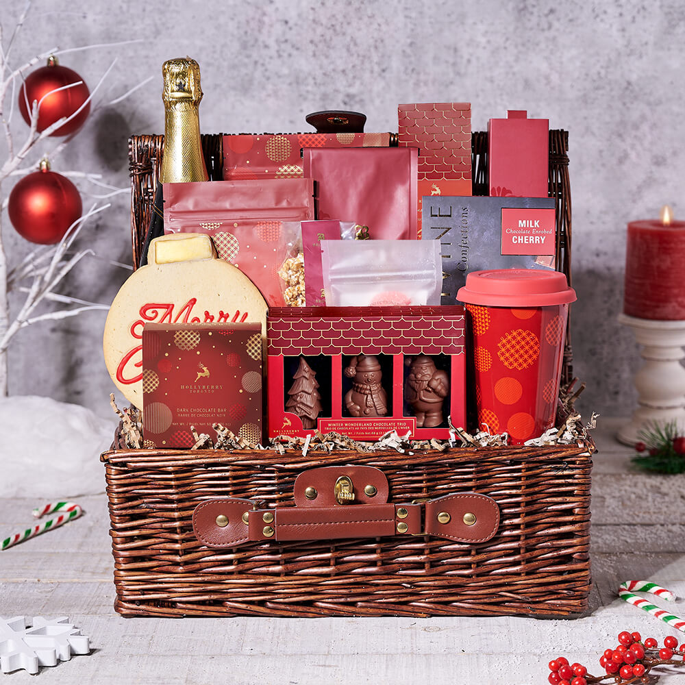 Deluxe Sparkling Holiday Gift Basket - Gift Baskets Delivery